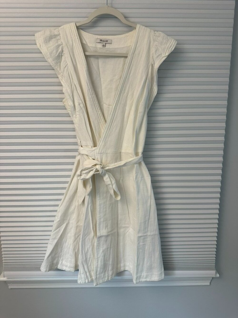 Madewell | Flutter Sleeve Wrap Mini Dress White | Size Small